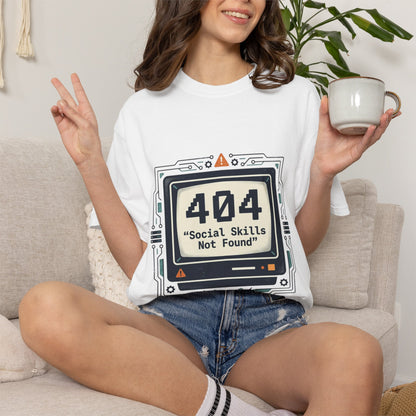 T-Shirt — 404 “Social Skills Not Found” Retro Computer Tee
