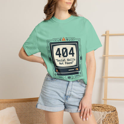 T-Shirt — 404 “Social Skills Not Found” Retro Computer Tee