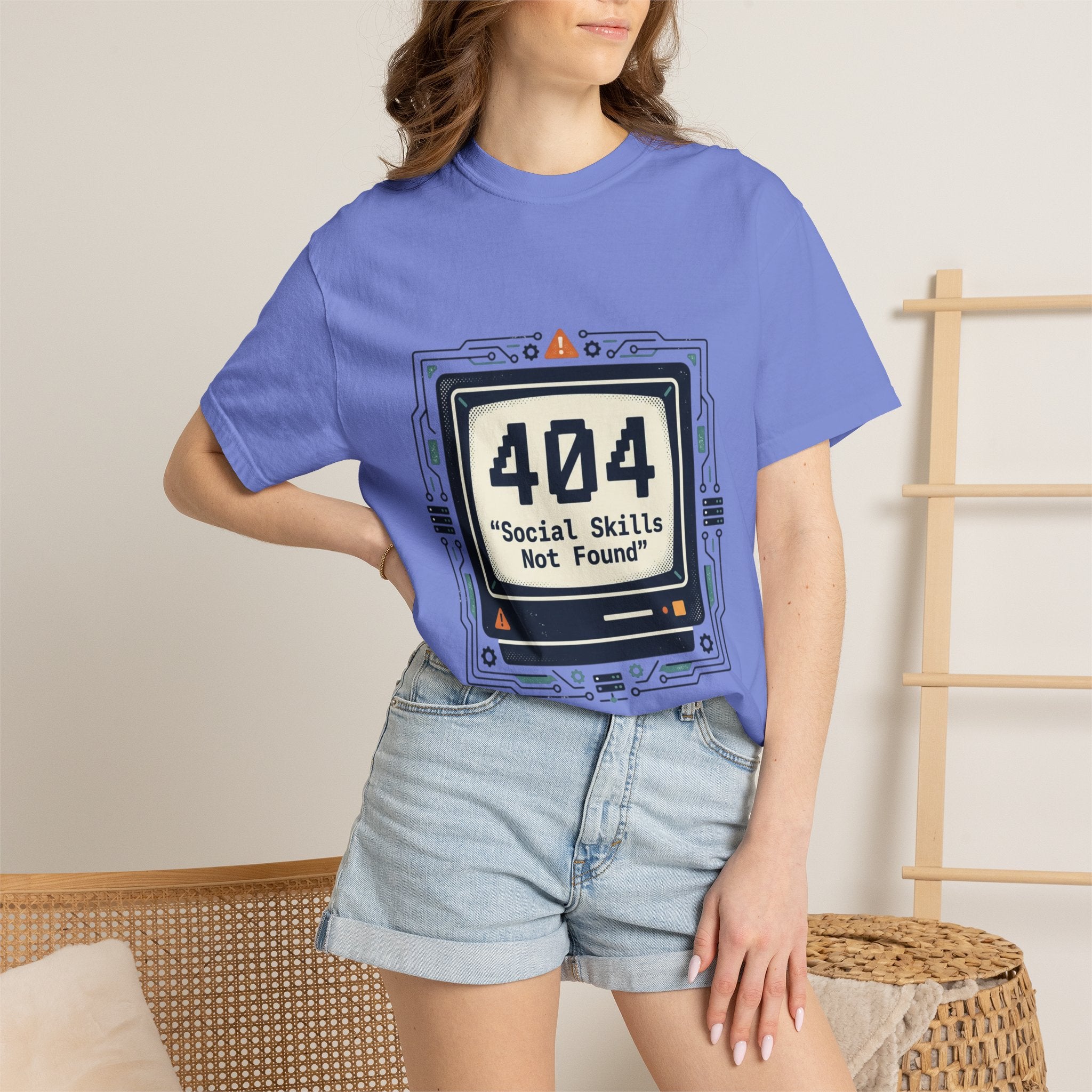 T-Shirt — 404 “Social Skills Not Found” Retro Computer Tee