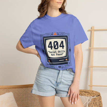 T-Shirt — 404 “Social Skills Not Found” Retro Computer Tee