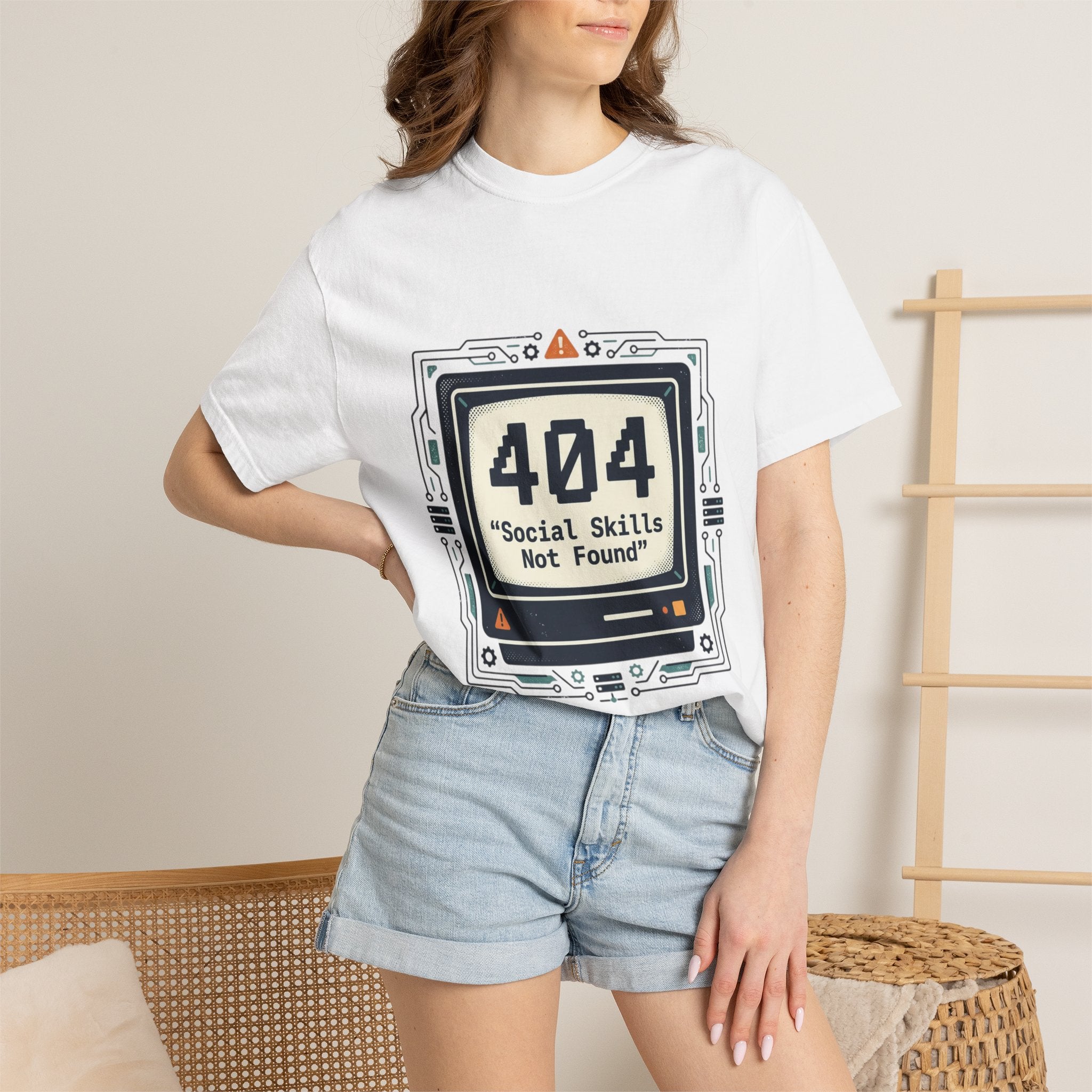 T-Shirt — 404 “Social Skills Not Found” Retro Computer Tee