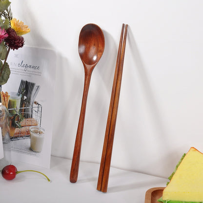 Wooden Chopsticks & Spoon Cutlery Set