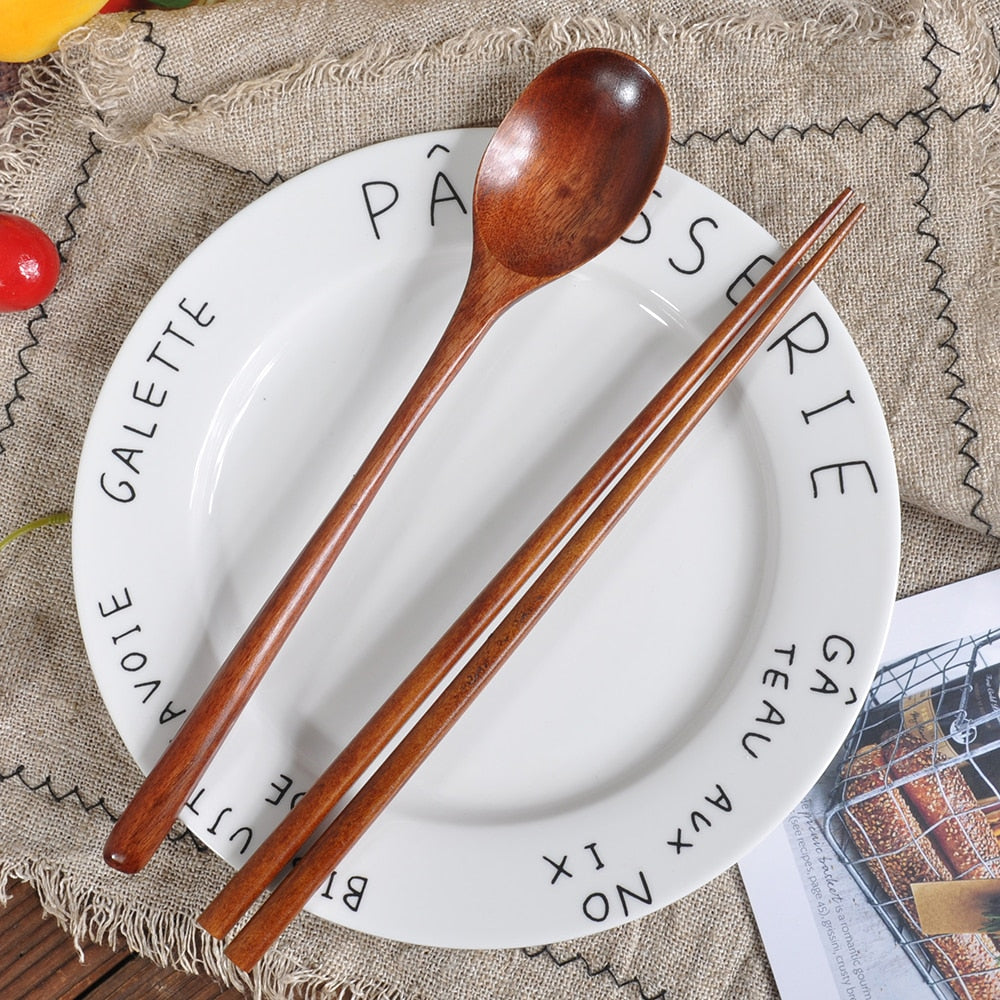 Wooden Chopsticks & Spoon Cutlery Set